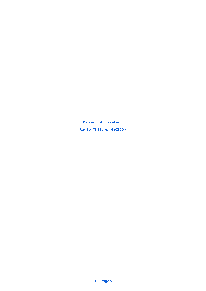 Page 1 de la notice Manuel utilisateur Philips WAK3300