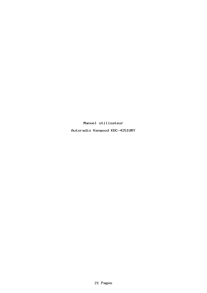 Page 1 de la notice Manuel utilisateur Kenwood KDC-4251URY