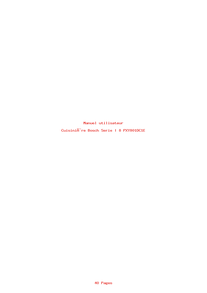 Page 1 de la notice Manuel utilisateur Bosch Serie | 8 PXY801DC1E