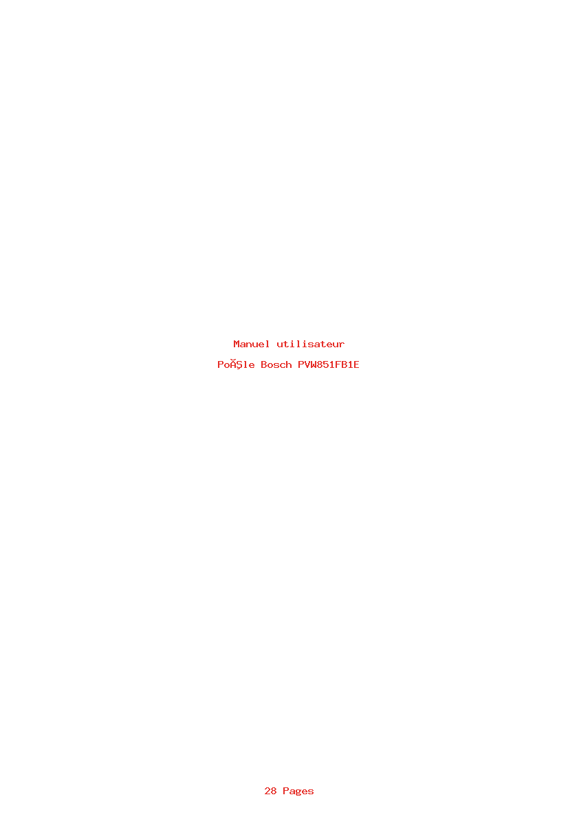 Page 1 de la notice Manuel utilisateur Bosch PVW851FB1E