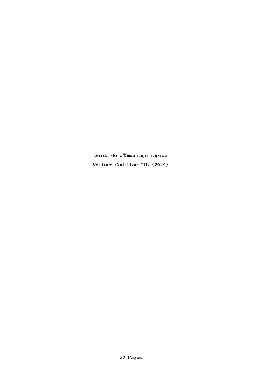Page 1 de la notice Guide de démarrage rapide Cadillac CT5 (2024)