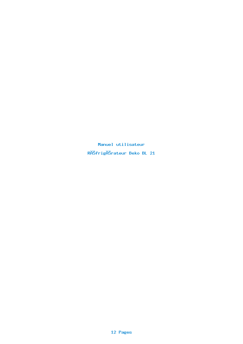 Page 1 de la notice Manuel utilisateur Beko BL 21