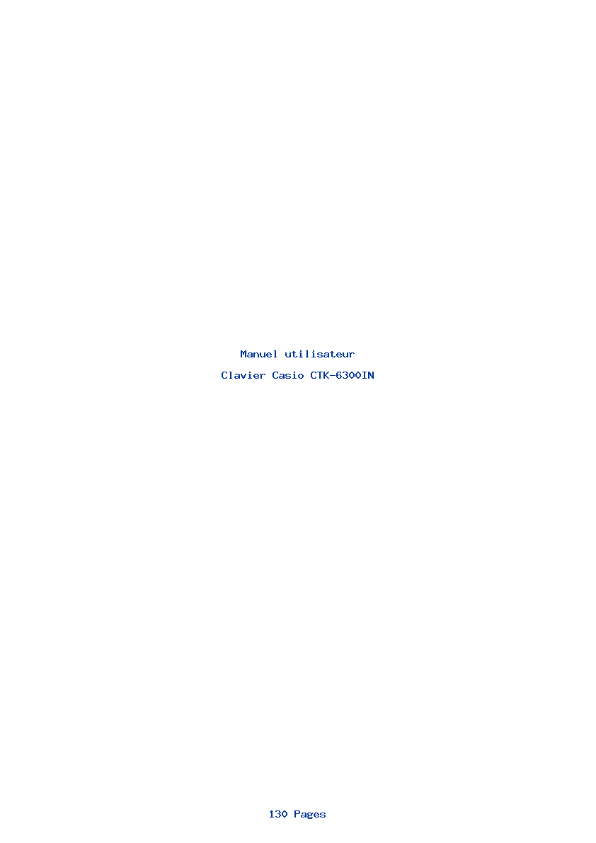 Page 1 de la notice Manuel utilisateur Casio CTK-6300IN