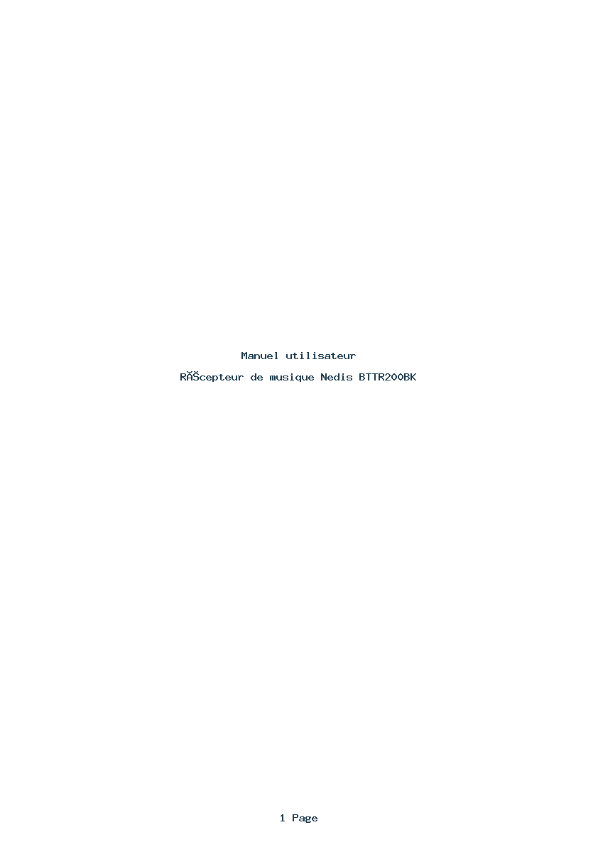 Page 1 de la notice Manuel utilisateur Nedis BTTR200BK