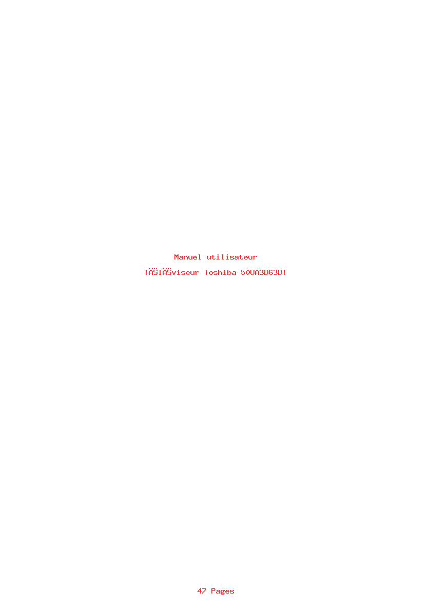 Page 1 de la notice Manuel utilisateur Toshiba 50UA3D63DT