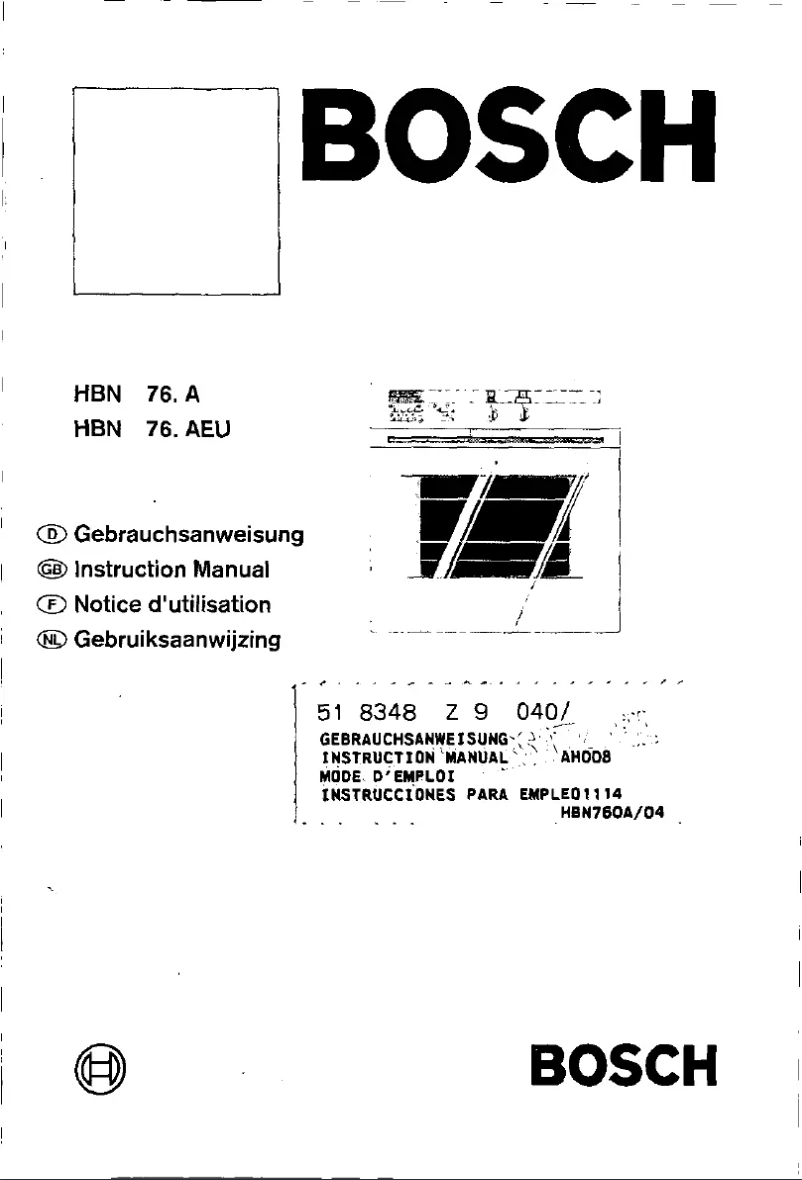 Page 1 de la notice Manuel utilisateur Bosch HBN760A