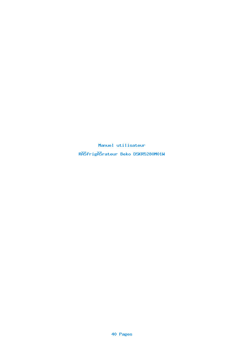 Page 1 de la notice Manuel utilisateur Beko DSKR5280M01W