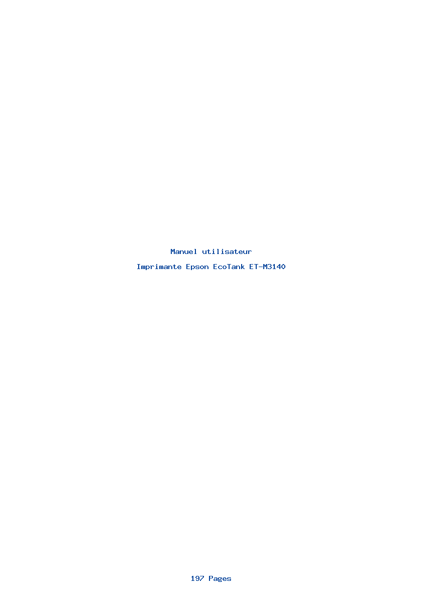 Page 1 de la notice Manuel utilisateur Epson EcoTank ET-M3140