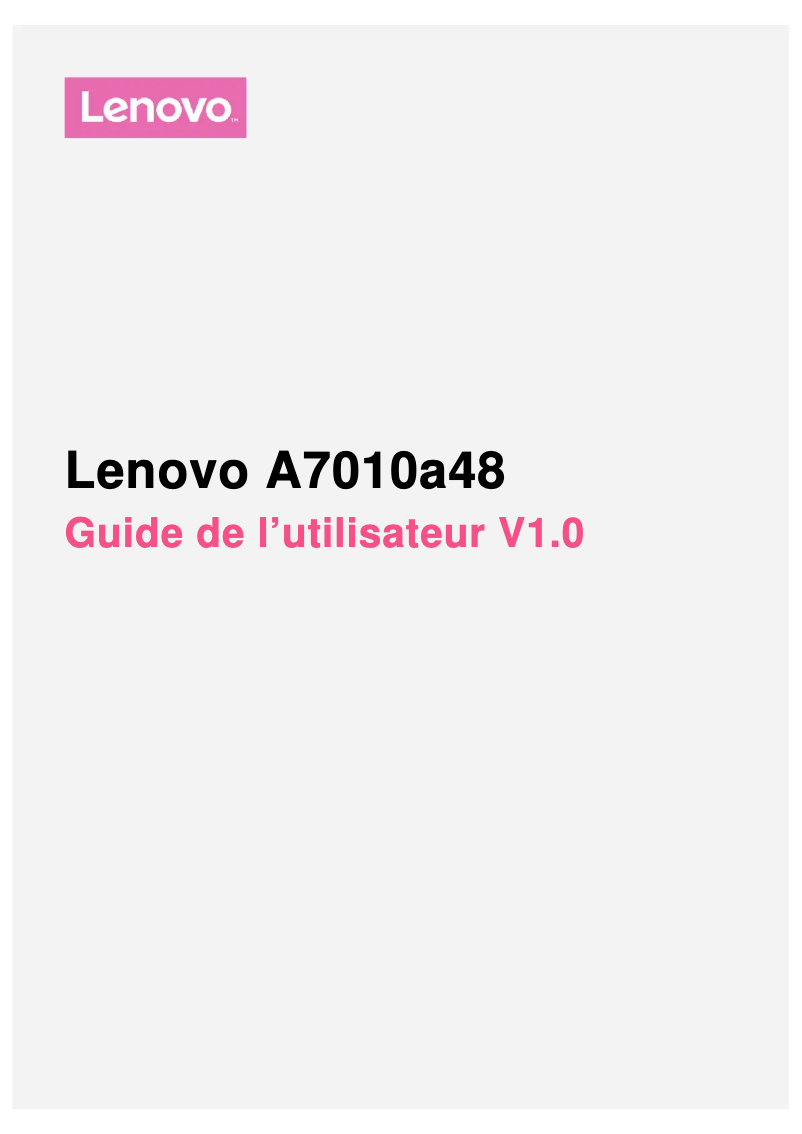 Page 1 de la notice Manuel utilisateur Lenovo K4 Note