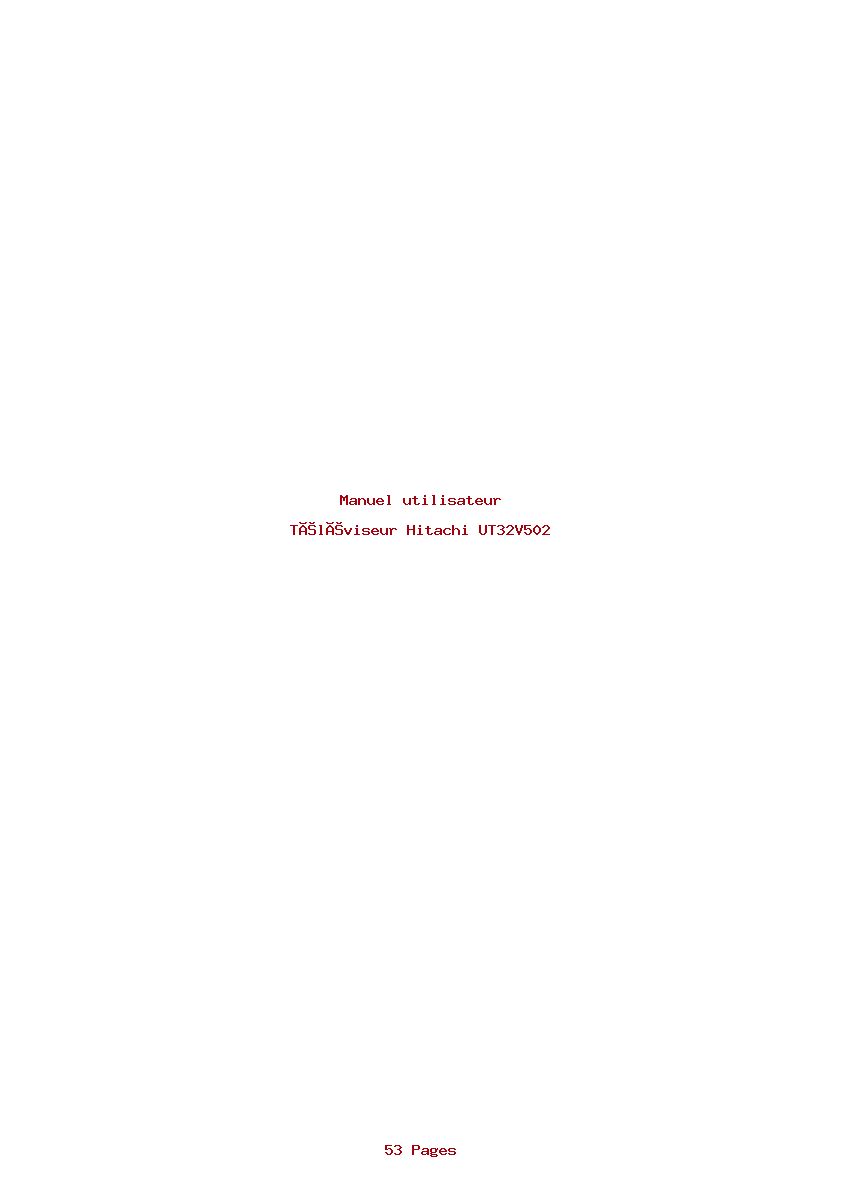 Page 1 de la notice Manuel utilisateur Hitachi UT32V502