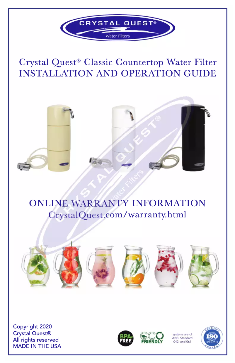 Page 1 of the manual User Manual Crystal Quest CQE-CT-00161
