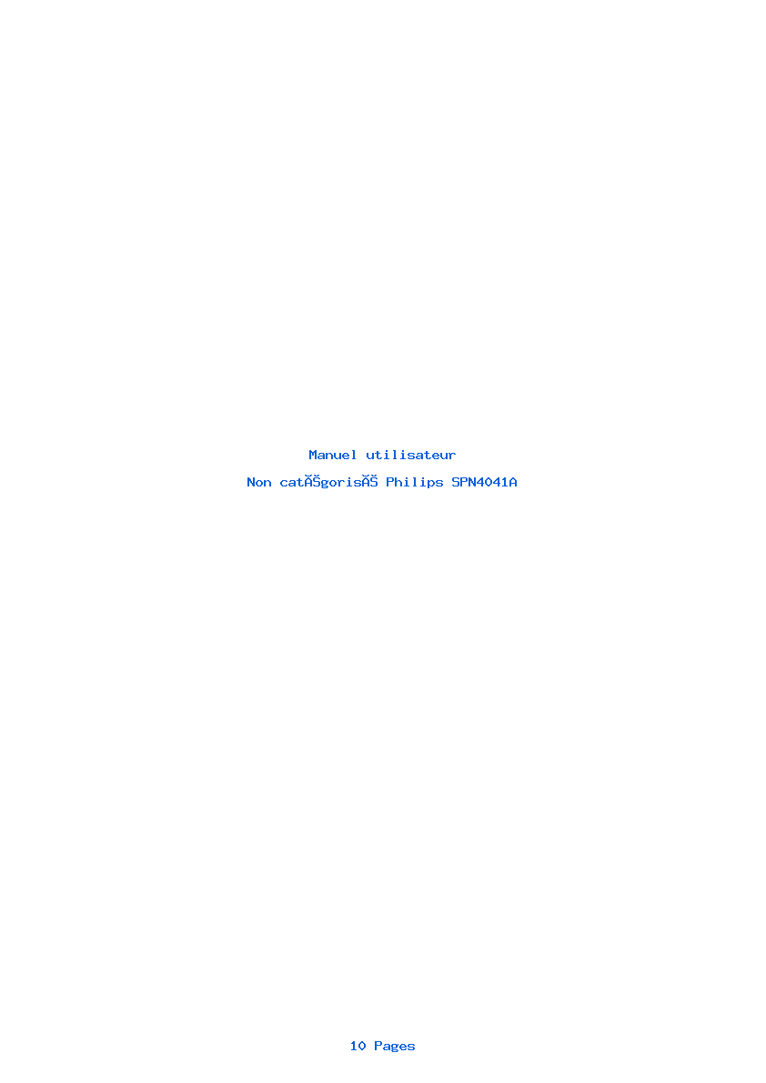 Page 1 de la notice Manuel utilisateur Philips SPN4041A