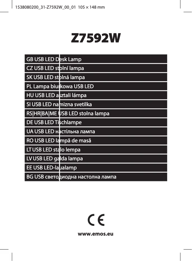 Page 1 de la notice Manuel utilisateur Emos Z7592W