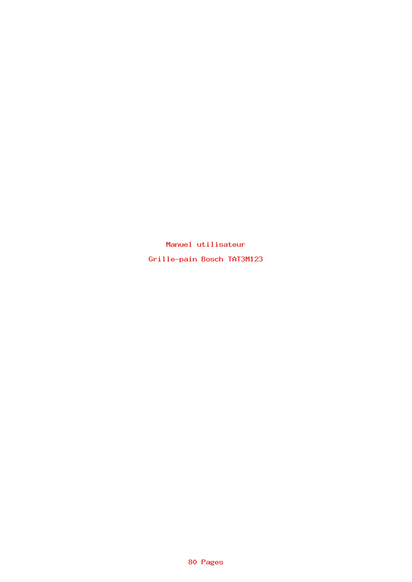 Page 1 de la notice Manuel utilisateur Bosch TAT3M123
