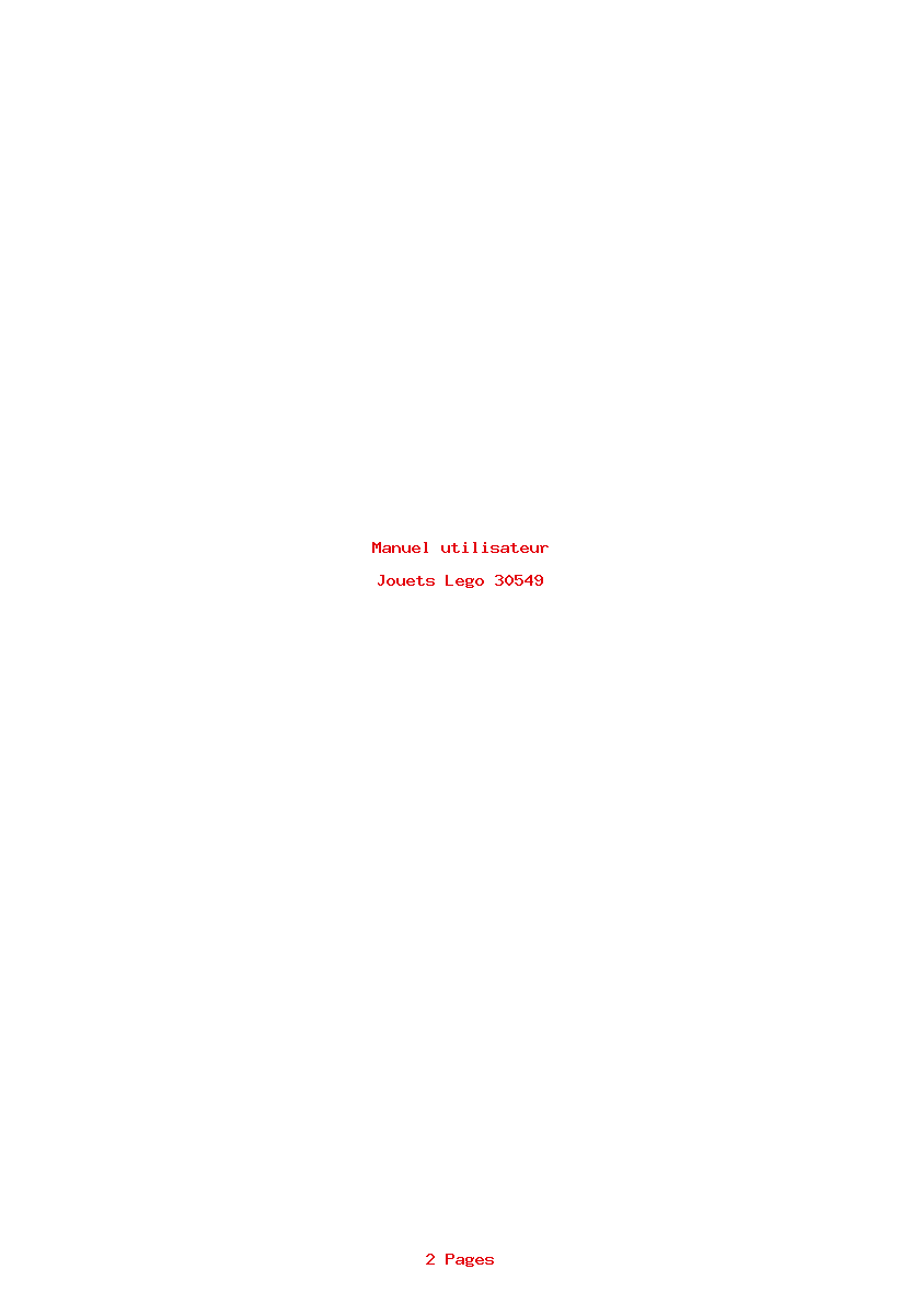 Page 1 de la notice Manuel utilisateur Lego 30549