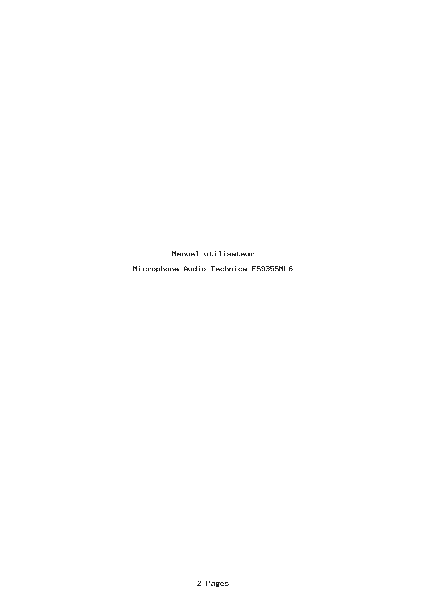 Page 1 de la notice Manuel utilisateur Audio-Technica ES935SML6