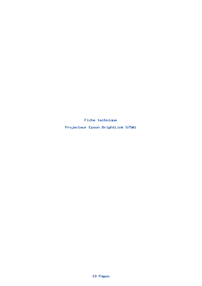 Page 1 de la notice Fiche technique Epson BrightLink 575Wi