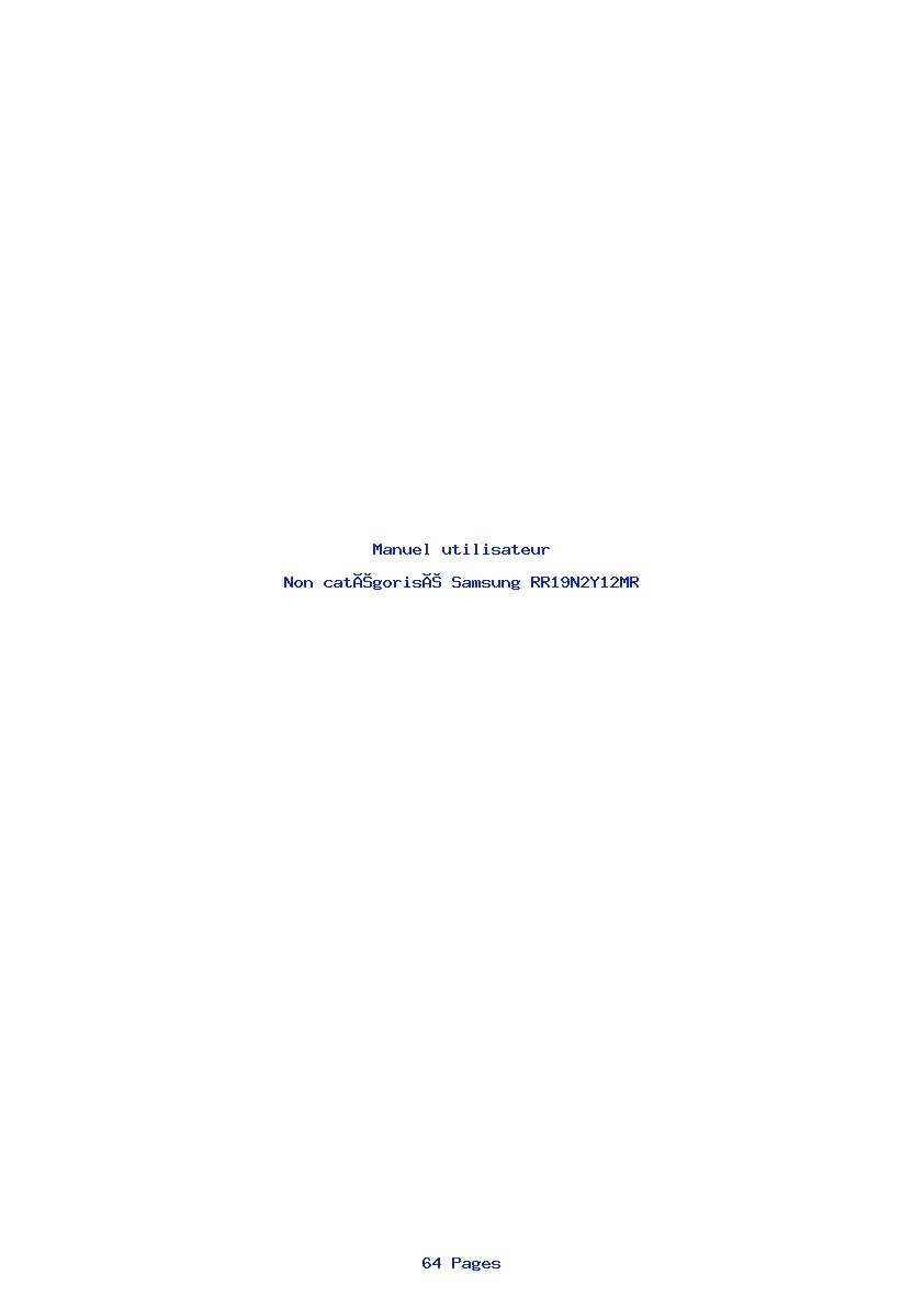 Page 1 de la notice Manuel utilisateur Samsung RR19N2Y12MR