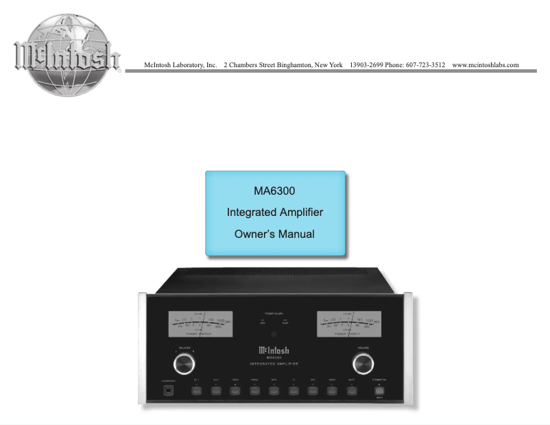 Page 1 de la notice Manuel utilisateur McIntosh MA6300