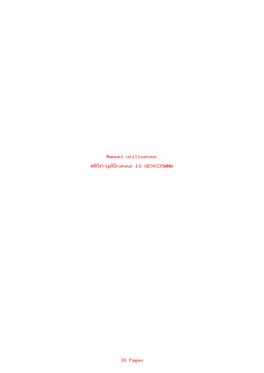 Page 1 de la notice Manuel utilisateur LG GB3033SWNW
