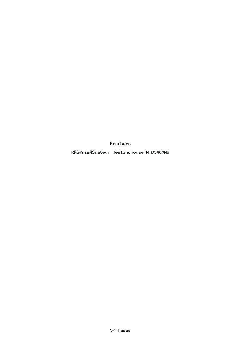 Page 1 de la notice Brochure Westinghouse WTB5400WB