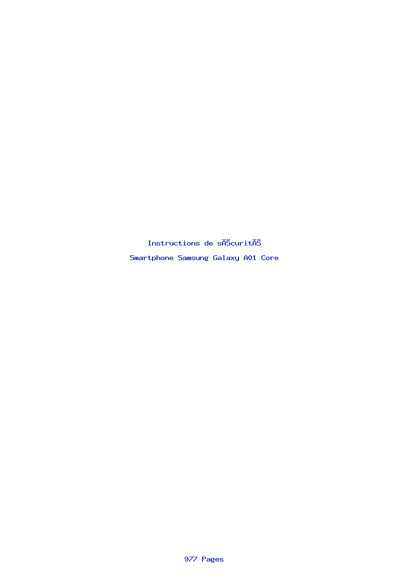 Page 1 de la notice Instructions de sécurité Samsung Galaxy A01 Core