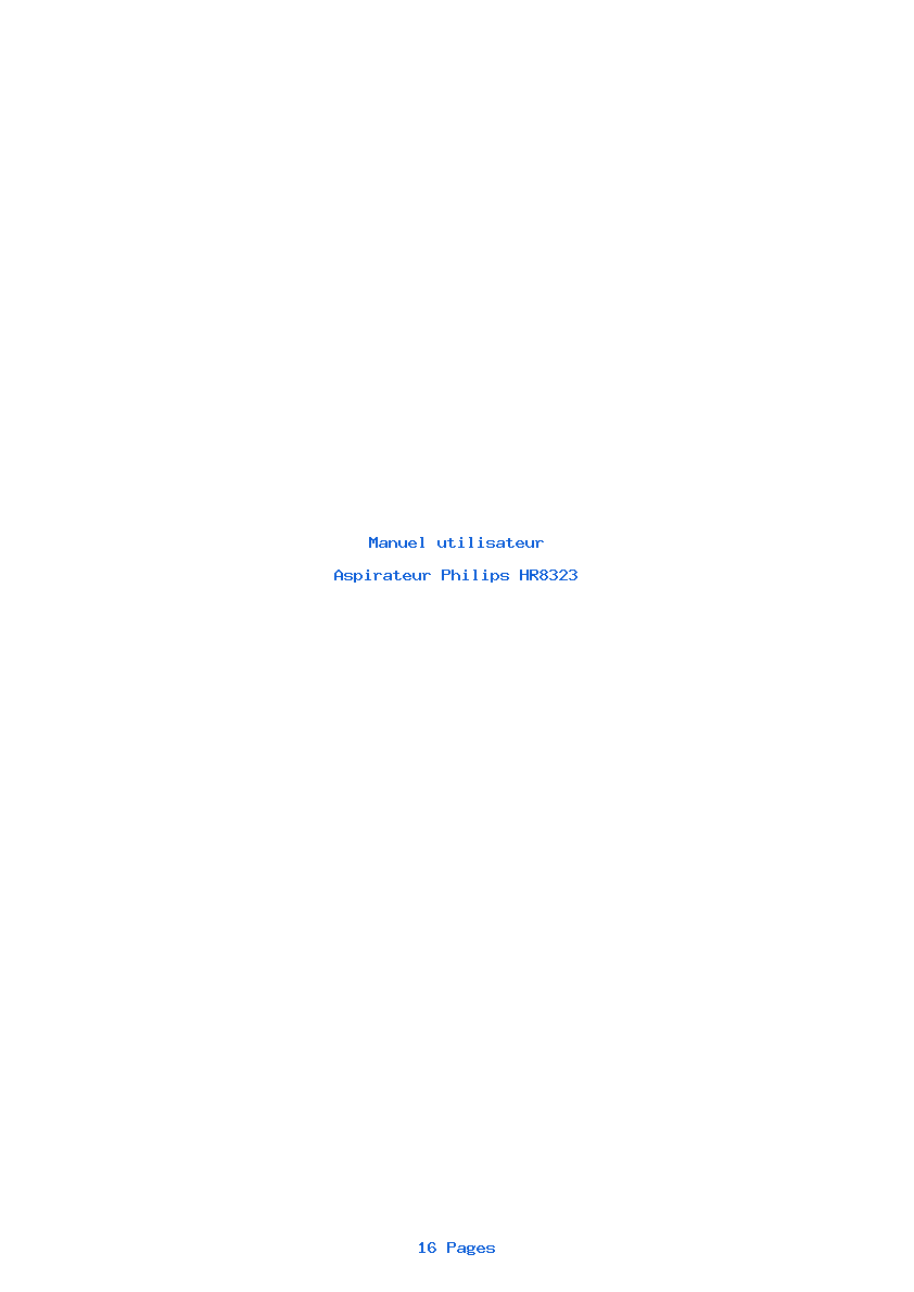 Page 1 de la notice Manuel utilisateur Philips HR8323