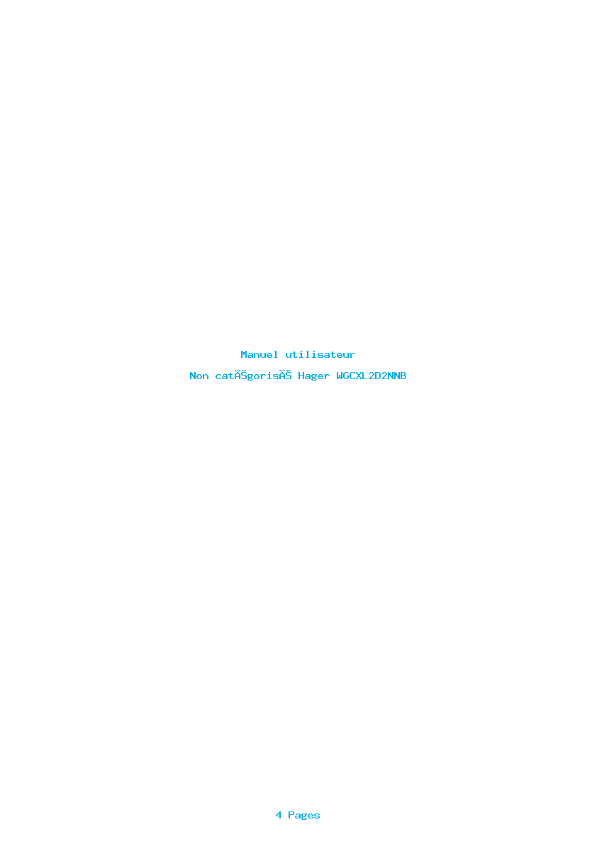 Page 1 de la notice Manuel utilisateur Hager WGCXL2D2NNB