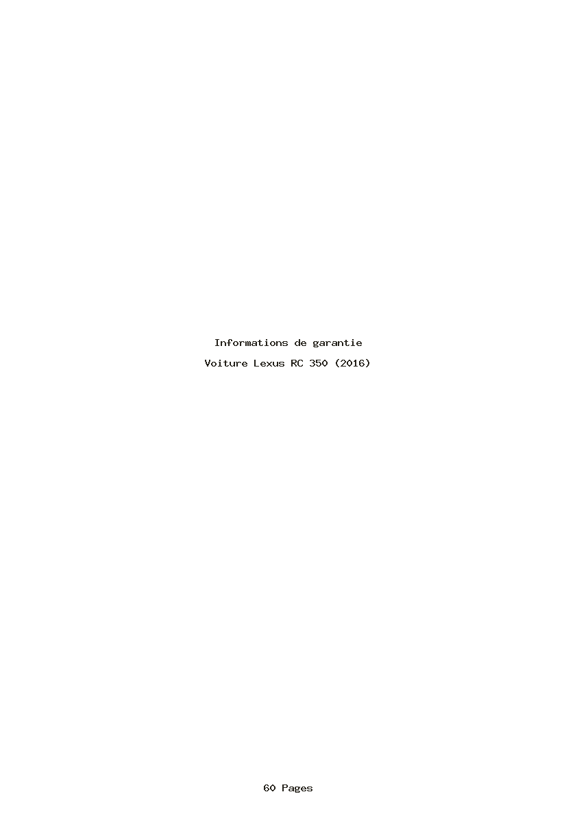 Page 1 de la notice Informations de garantie Lexus RC 350 (2016)