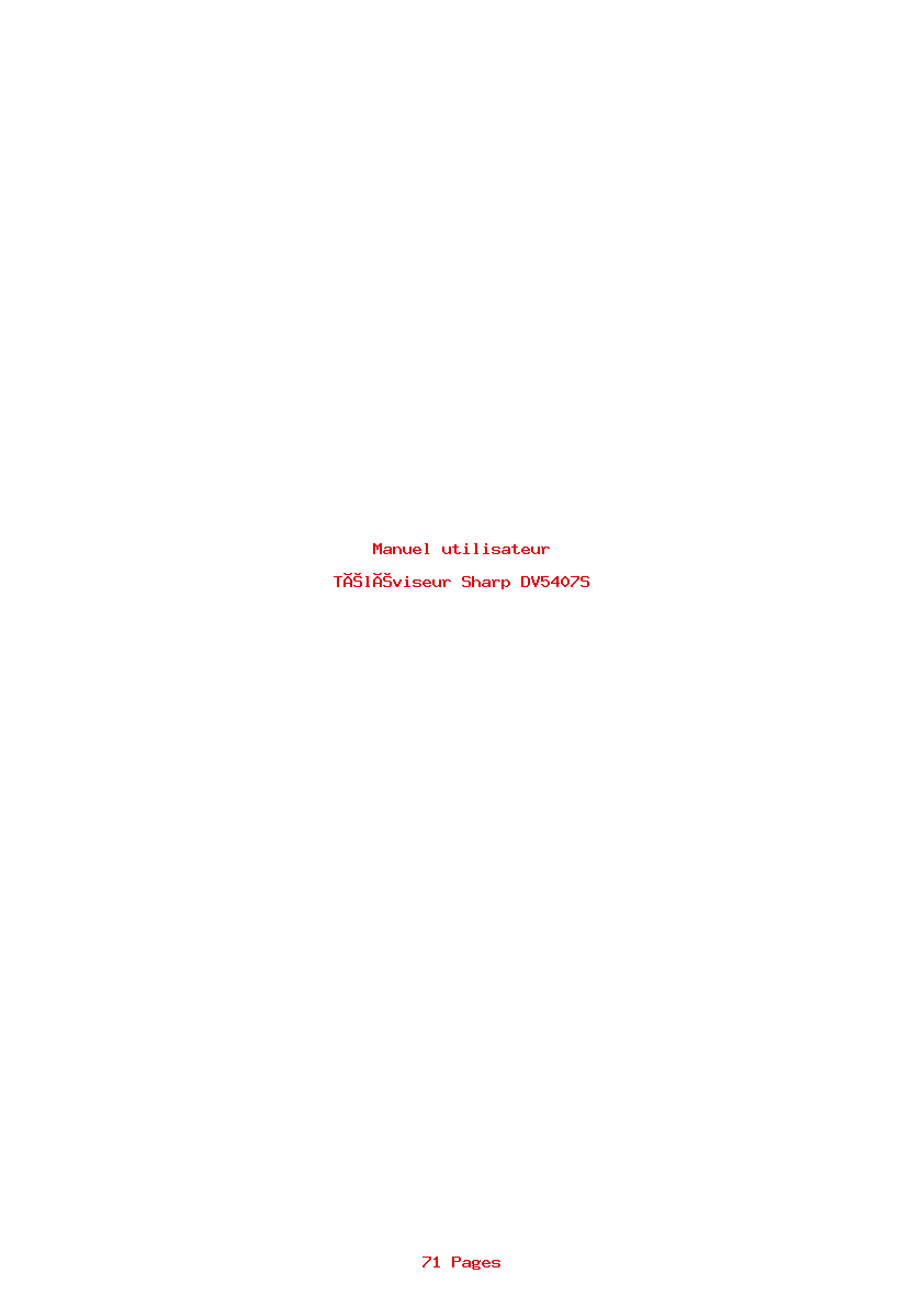 Page 1 de la notice Manuel utilisateur Sharp DV5407S