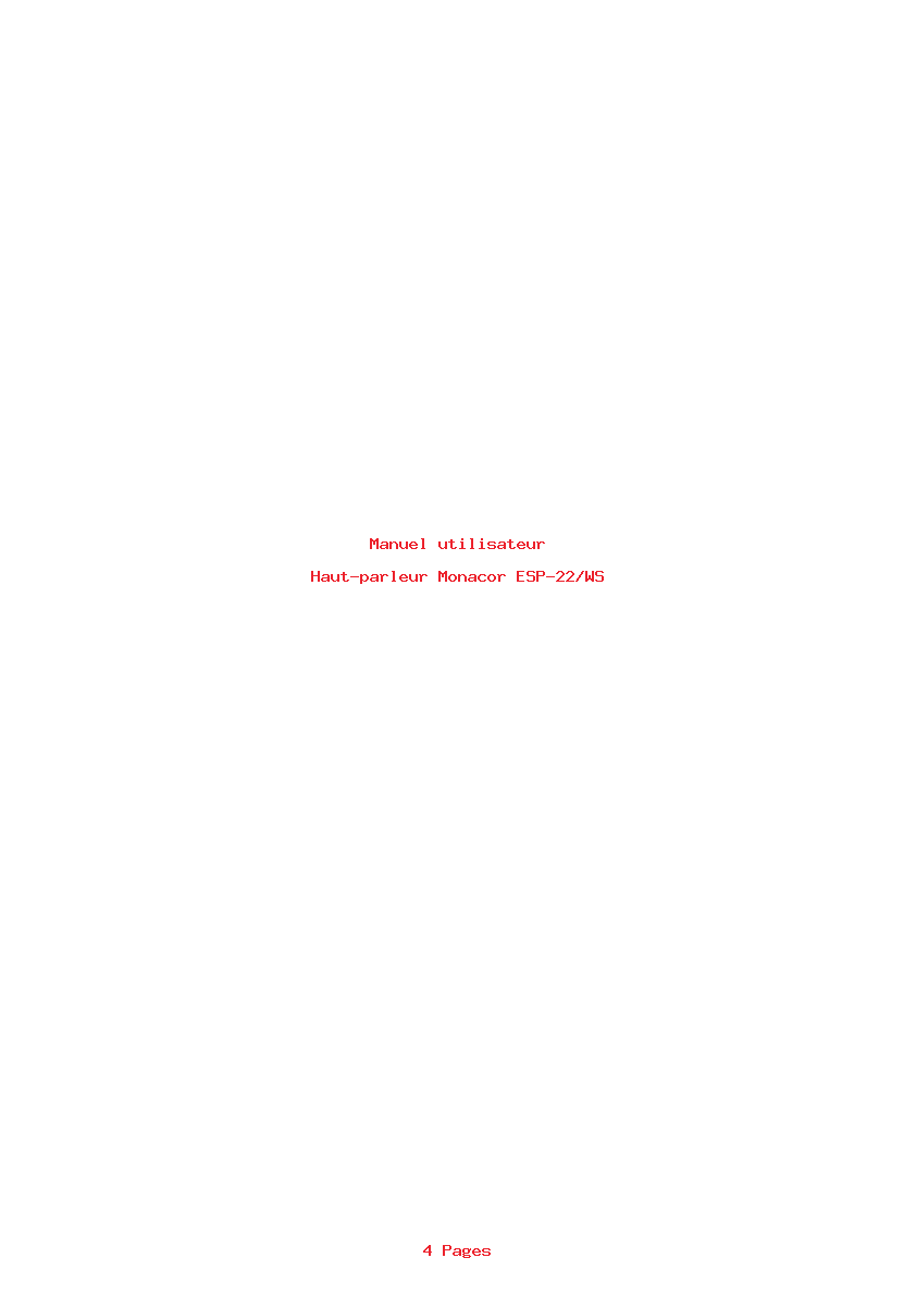 Page 1 de la notice Manuel utilisateur Monacor ESP-22/WS