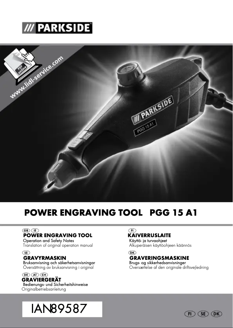 Page 1 de la notice Manuel utilisateur Parkside PGG 15 A1