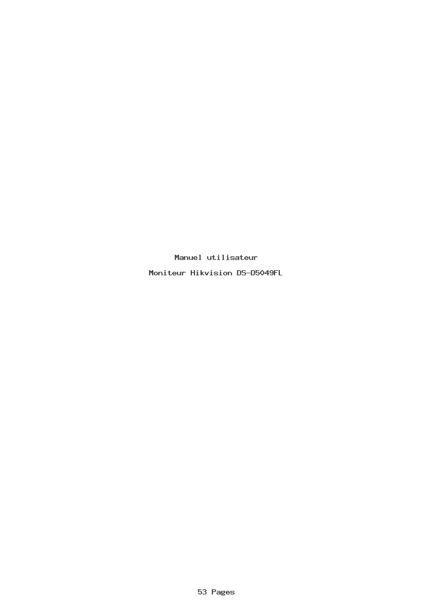 Page 1 de la notice Manuel utilisateur Hikvision DS-D5049FL