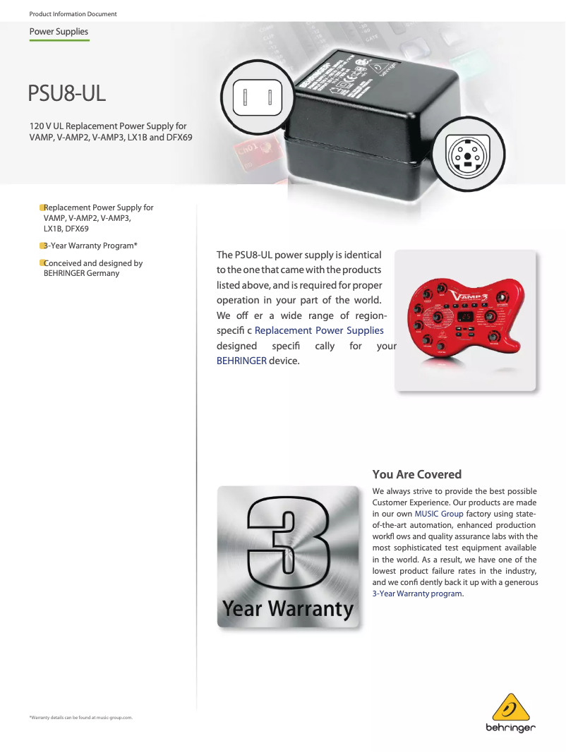 Página 1 del manual Manual de usuario Behringer PSU8-UL
