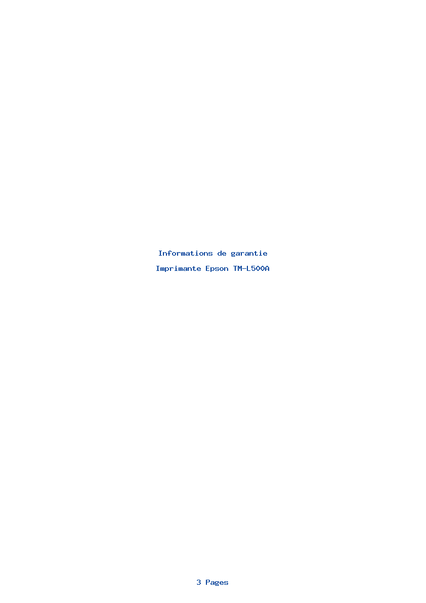 Page 1 de la notice Informations de garantie Epson TM-L500A