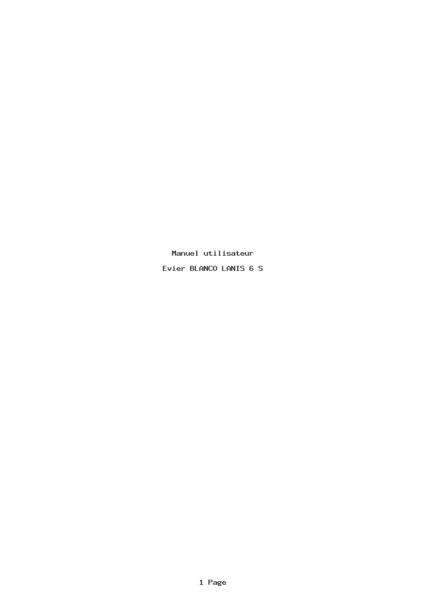 Page 1 de la notice Manuel utilisateur BLANCO LANIS 6 S