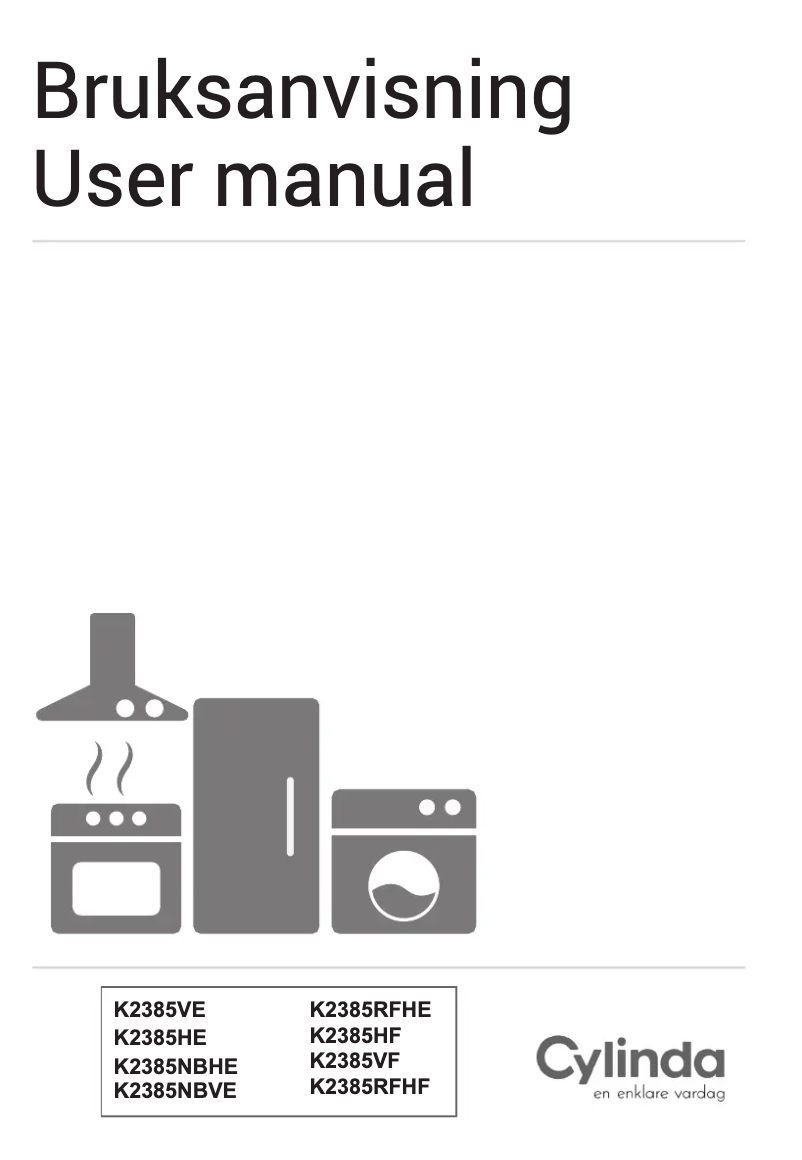Page 1 de la notice Manuel utilisateur Cylinda K2385VF