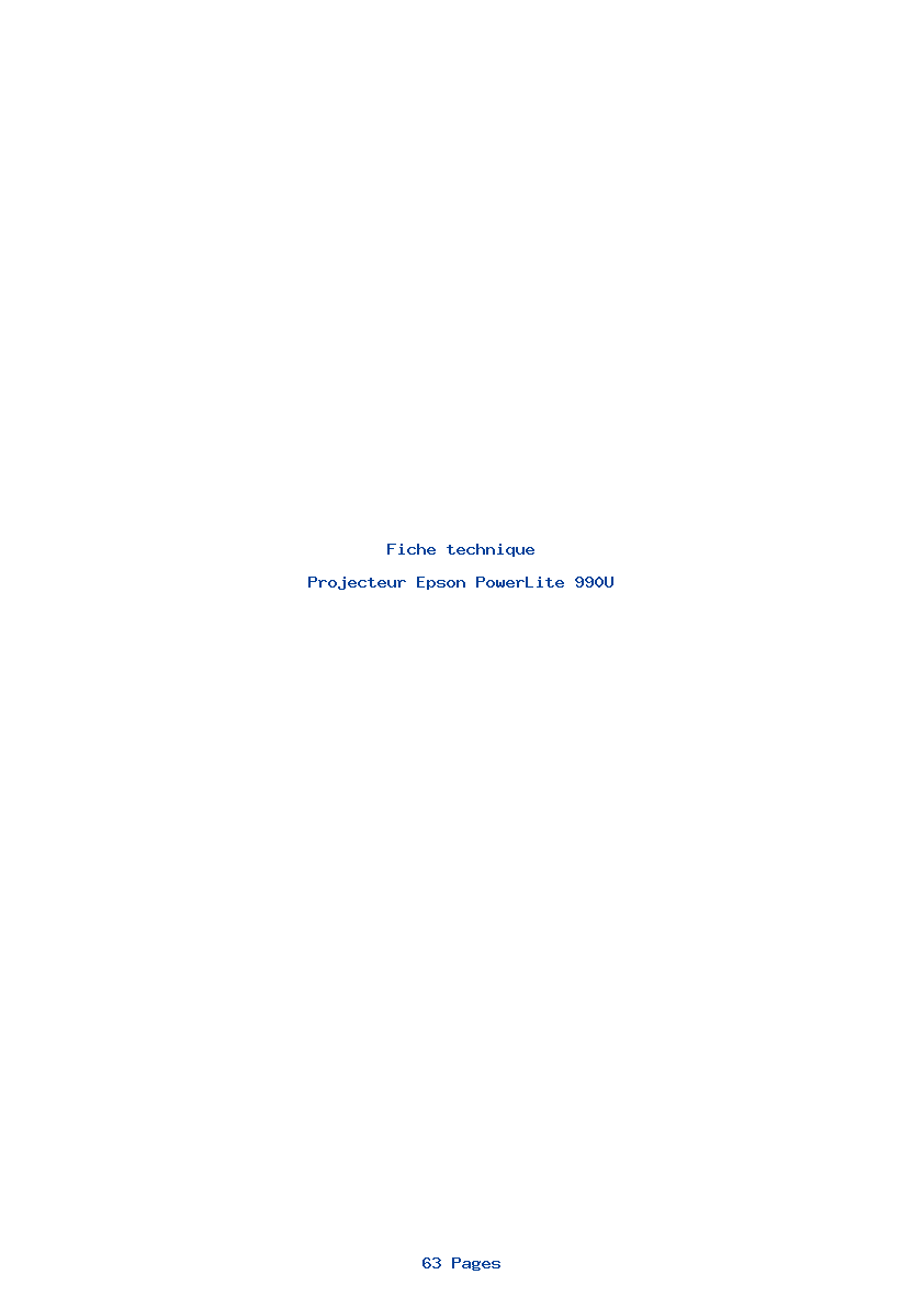 Page 1 de la notice Fiche technique Epson PowerLite 990U