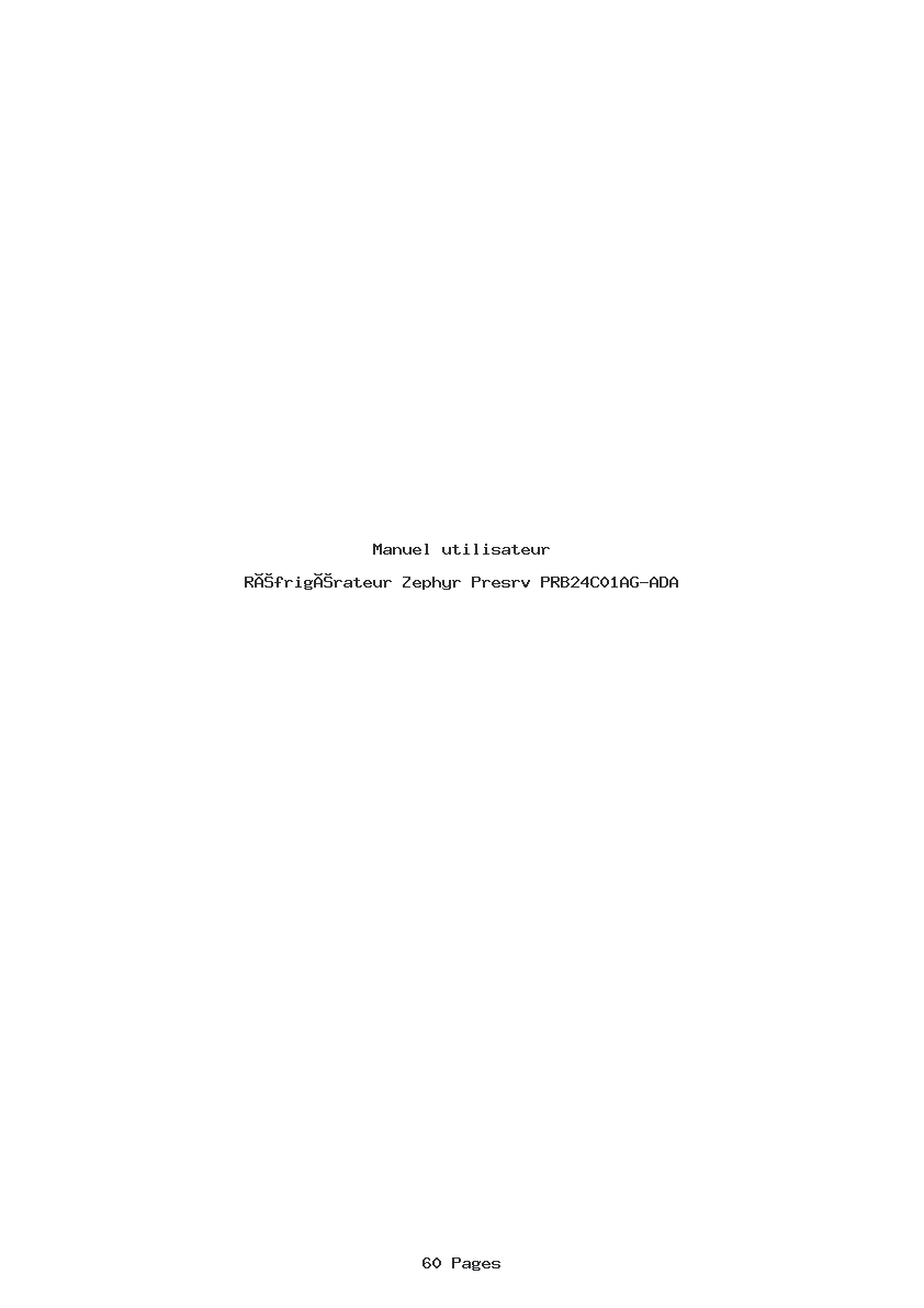 Page 1 de la notice Manuel utilisateur Zephyr Presrv PRB24C01AG-ADA