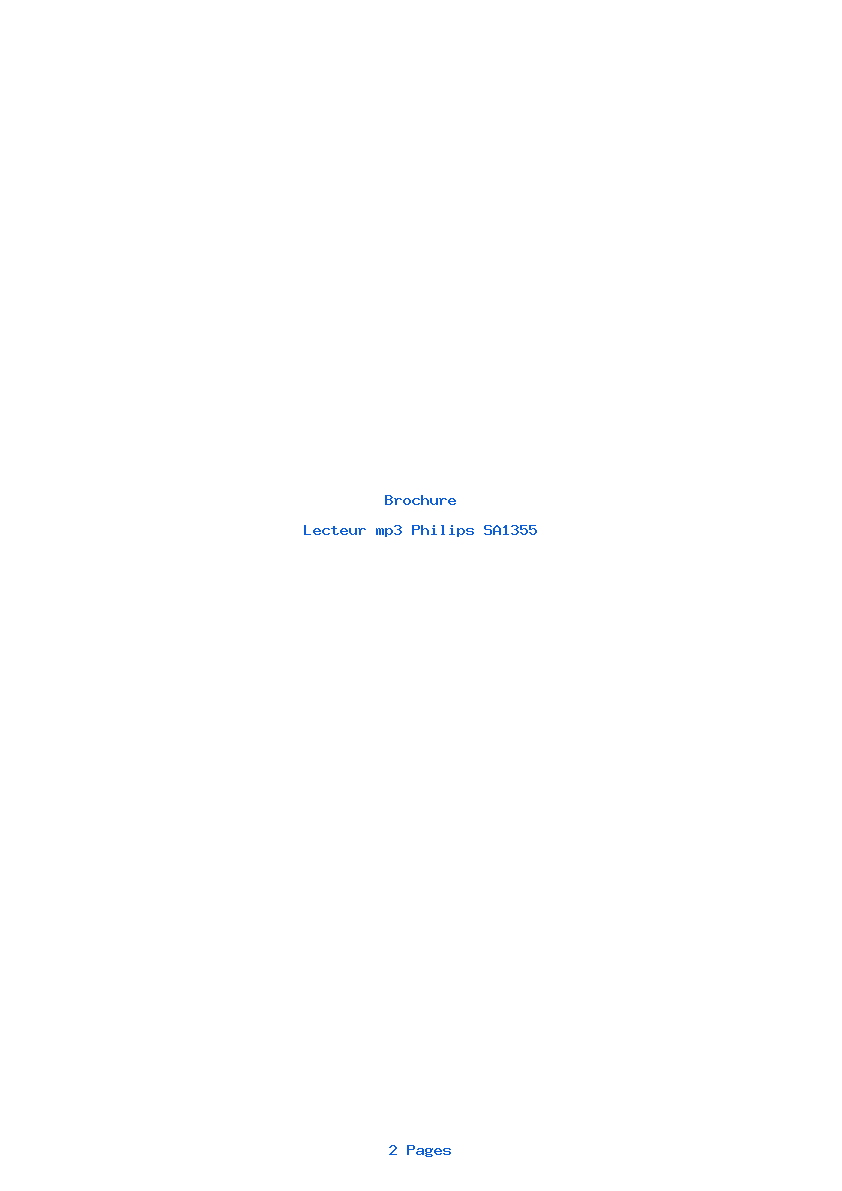 Page 1 de la notice Brochure Philips SA1355