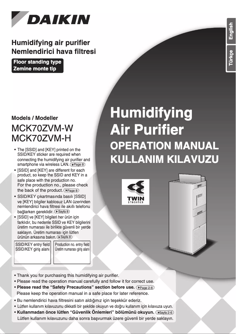 Page 1 de la notice Manuel utilisateur Daikin MCK70ZVM-H