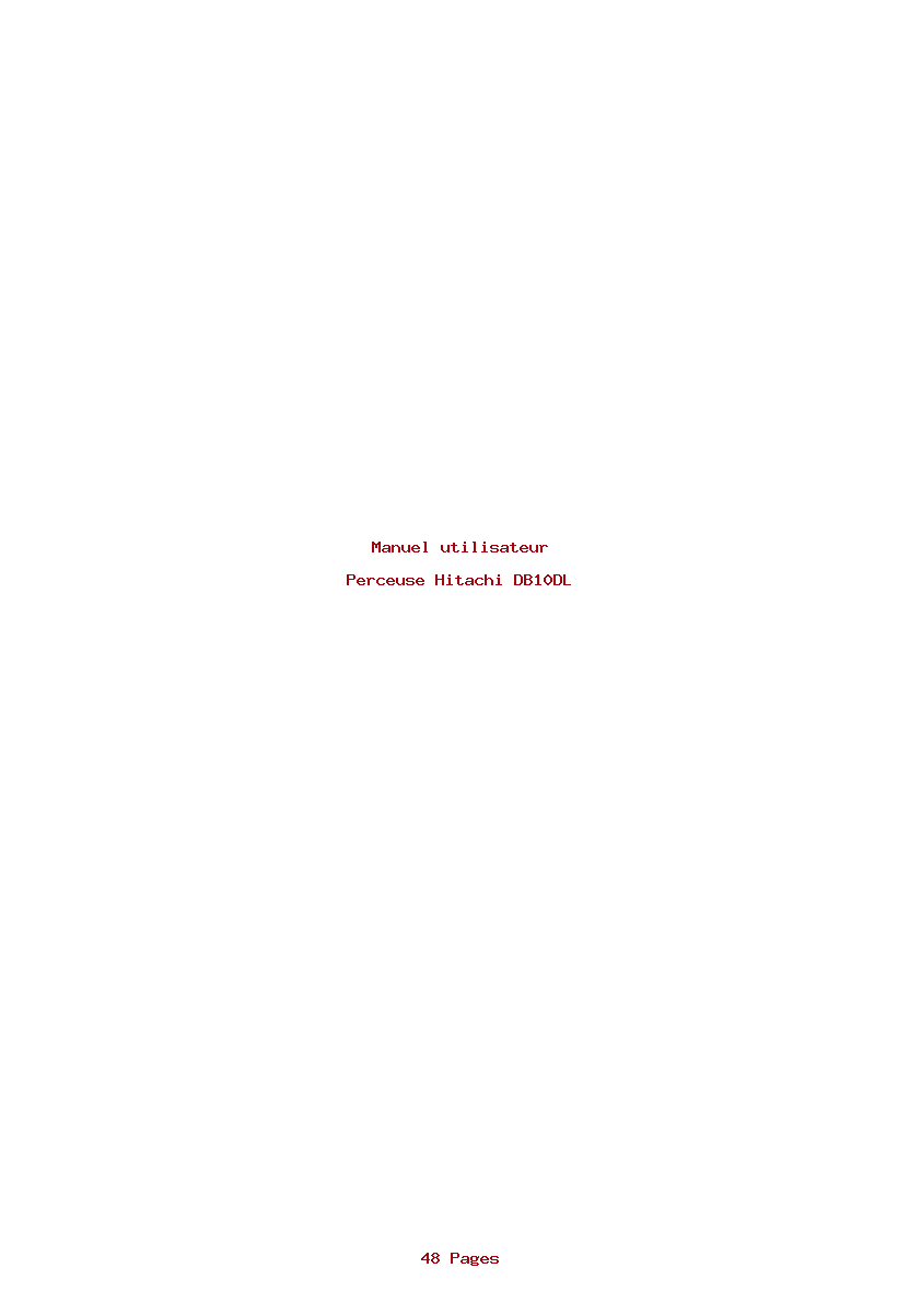 Page 1 de la notice Manuel utilisateur Hitachi DB10DL
