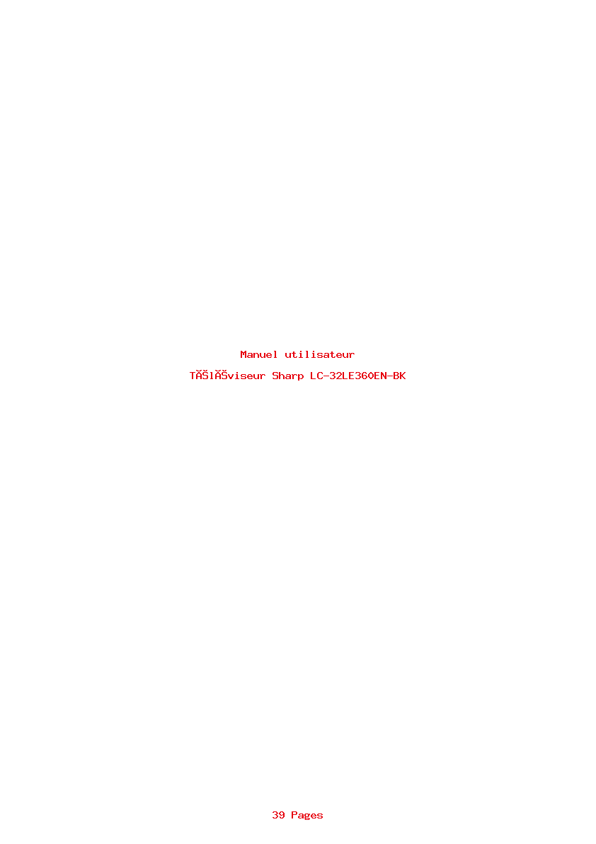 Page 1 de la notice Manuel utilisateur Sharp LC-32LE360EN-BK