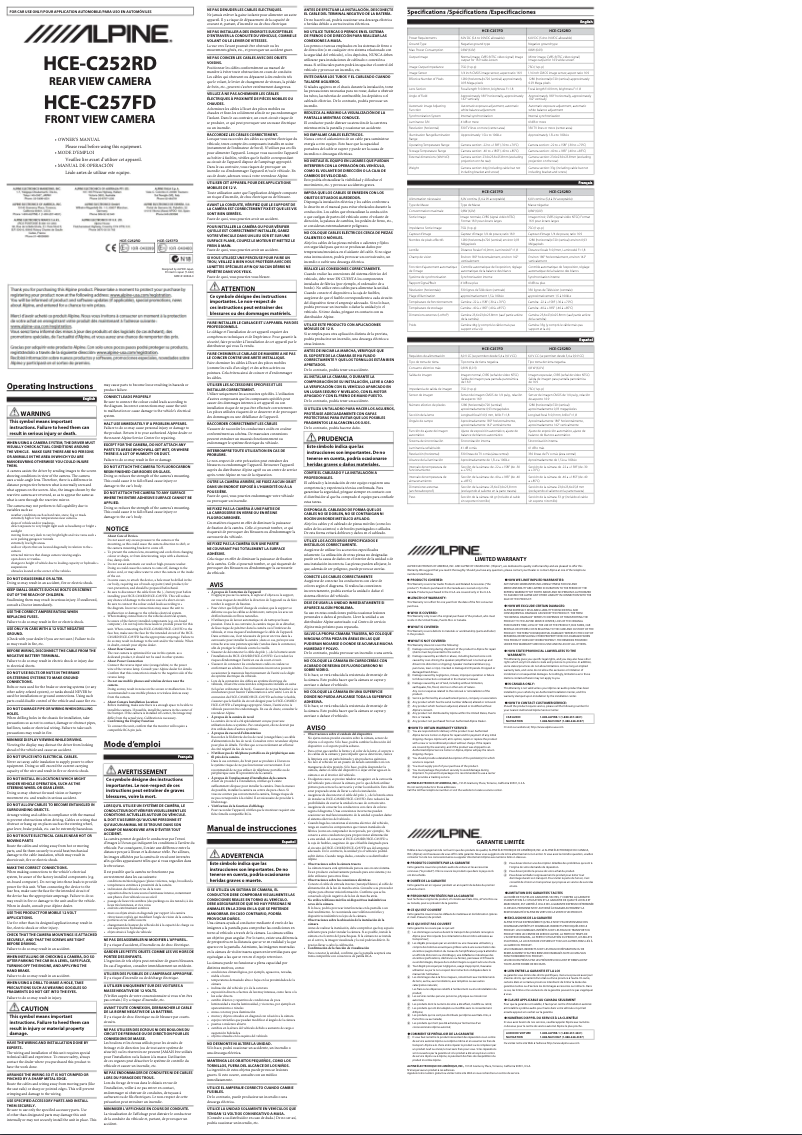 Page 1 of the manual User Manual Alpine HCE-C257FD