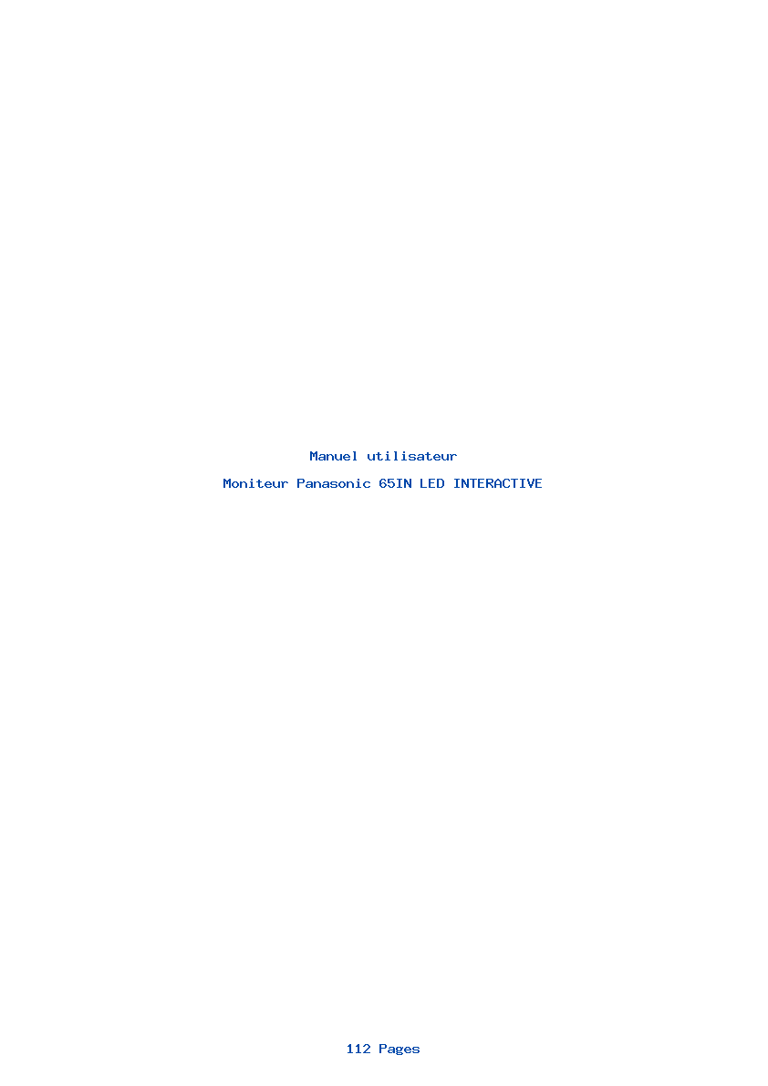 Page 1 de la notice Manuel utilisateur Panasonic 65IN LED INTERACTIVE