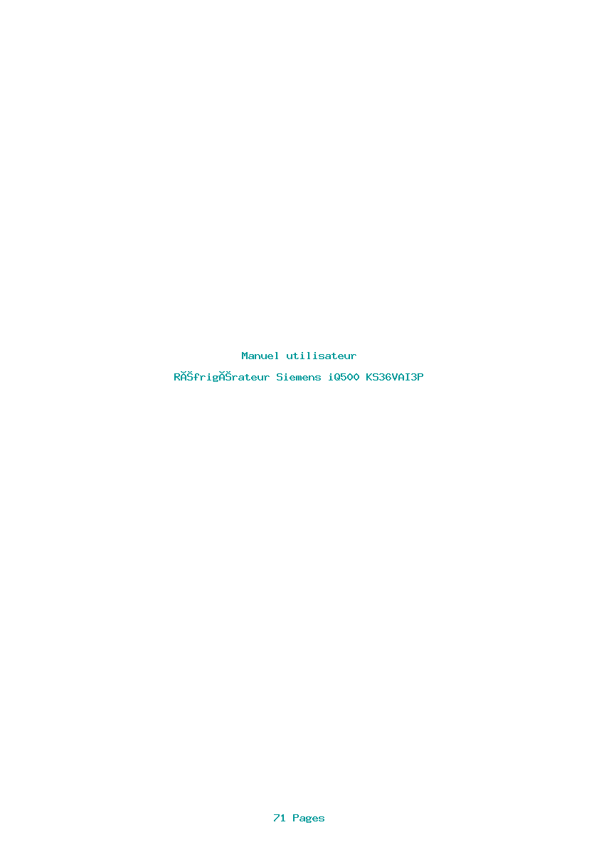 Page 1 de la notice Manuel utilisateur Siemens iQ500 KS36VAI3P
