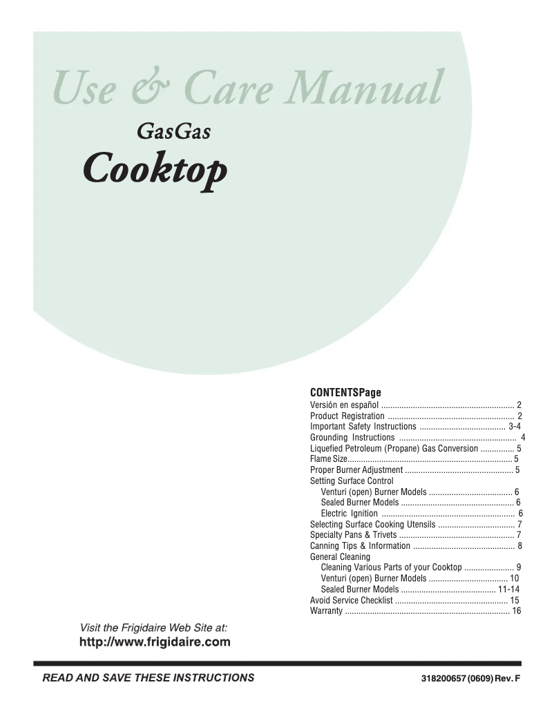 Page 1 de la notice Manuel utilisateur Frigidaire GLGC30S8CS