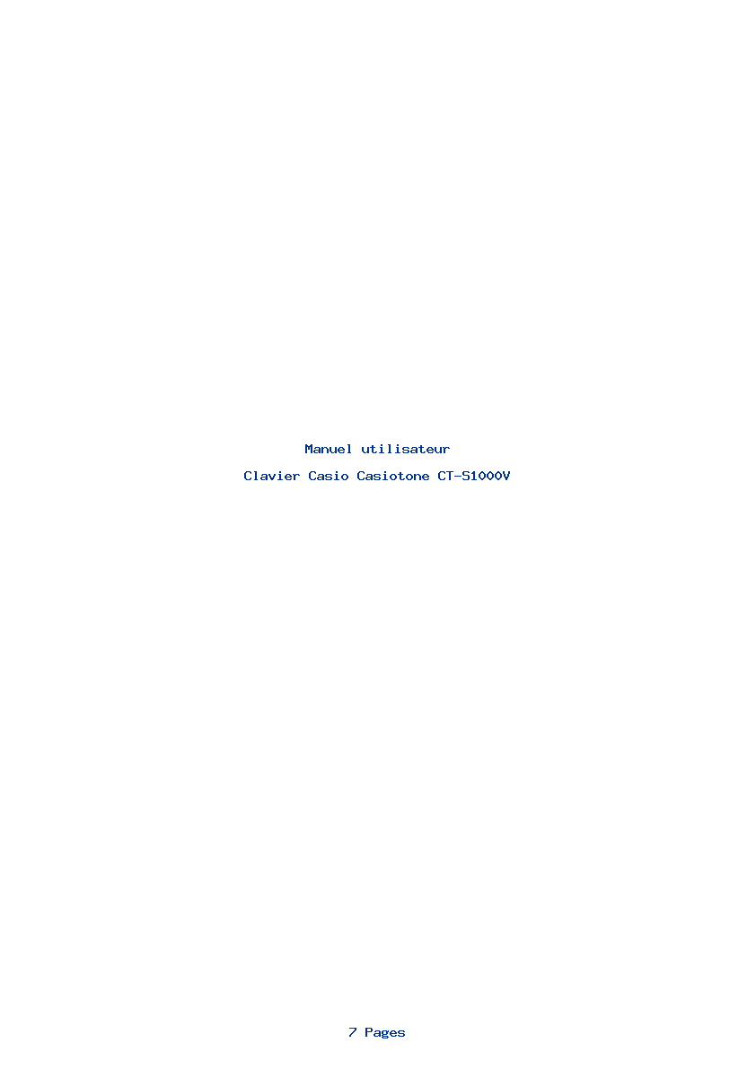 Page 1 de la notice Manuel utilisateur Casio Casiotone CT-S1000V
