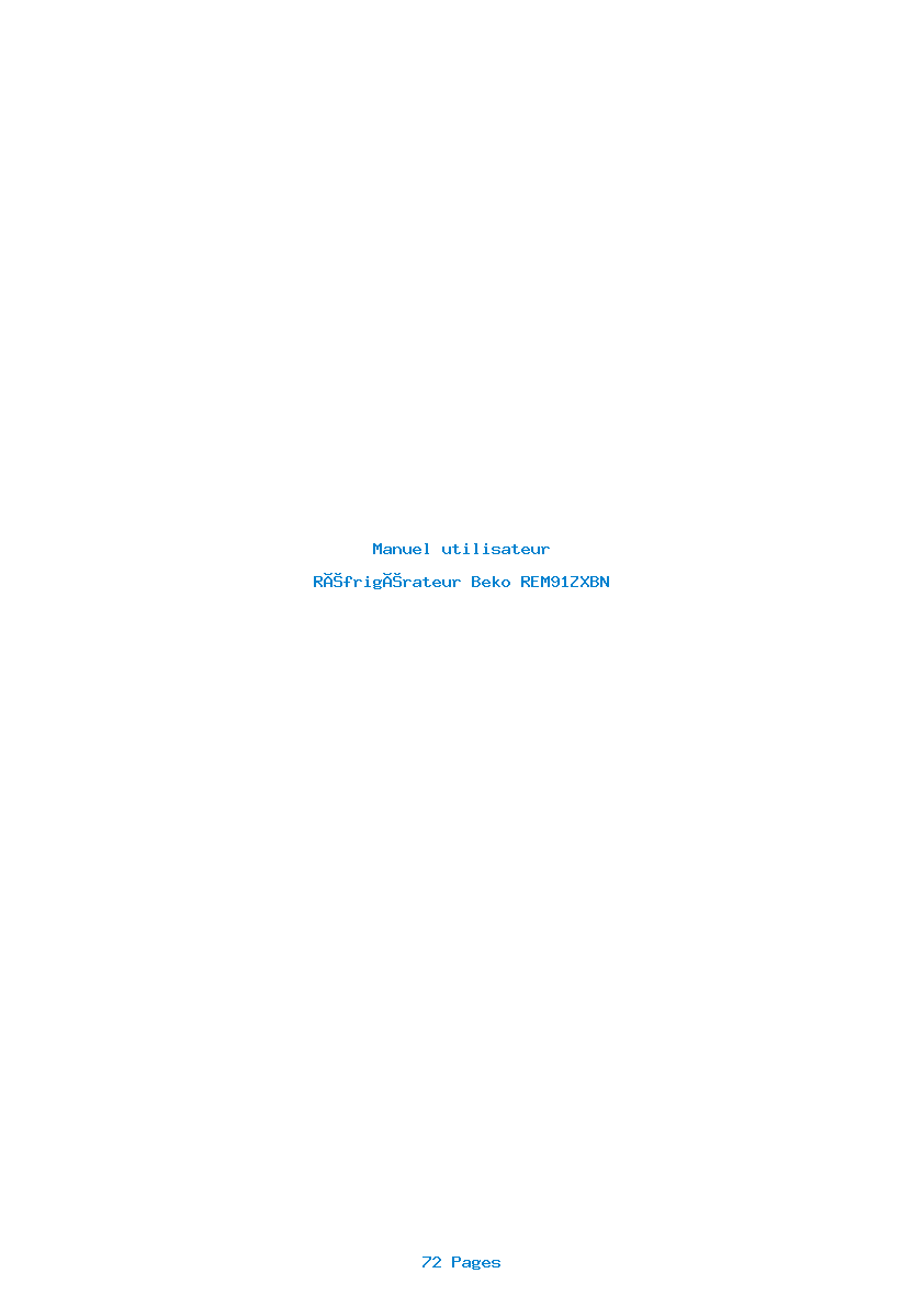 Page 1 de la notice Manuel utilisateur Beko REM91ZXBN