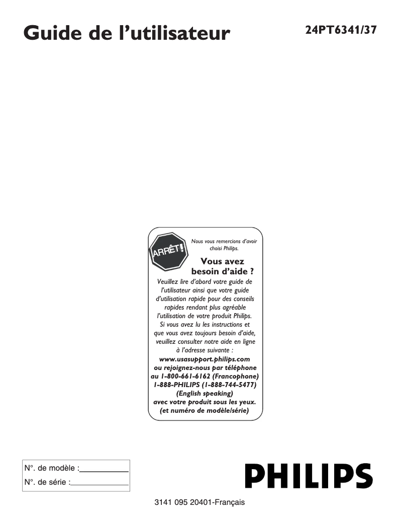 Image de la première page du manuel de l'appareil 24PT6341